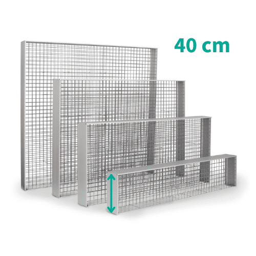 Smalle steenkorf kopen voor oprit, ECCOfence ALUbox is 16,5 cm breed en 40 cm hoog - Jatu.be webshop steenkorven, breukstenen en sierkeien