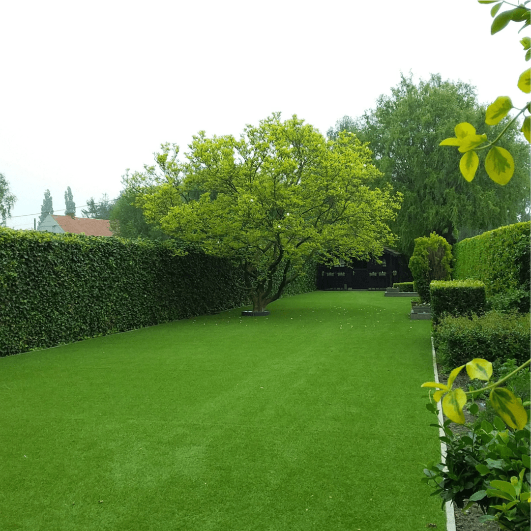 Voorbeeld tuin met kunstgras