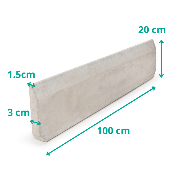 Product detail Wirtz betonborduur met afmetingen 100 x 20 x 3 cm